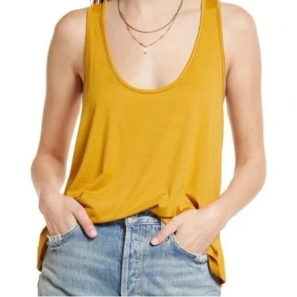 Free People Everyday Tank Top Robin Mustard Yellow Size X-Small - Picture 3 of 5